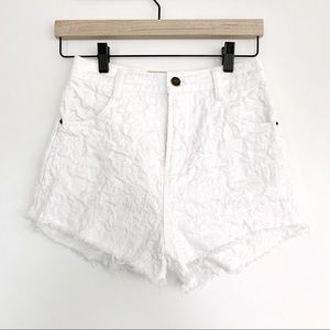 Free People Floral Embroidered White Shorts